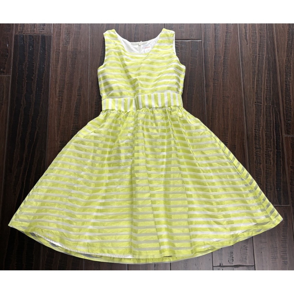 Gymboree Spring Lawn Dress Girls 8 Yellow Striped Fancy Wedding Easter 2015